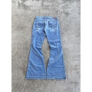 Levis Jeans Womens 5 Medium Blue Flare Bootcut Stretch Embroidered Pockets Denim